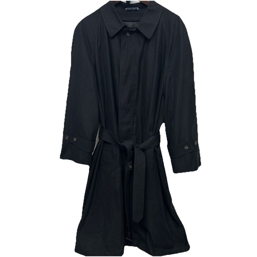 Ralph Lauren Blue Label Overcoat Rain Trench Coat Microfiber Wool Liner Mens 44R